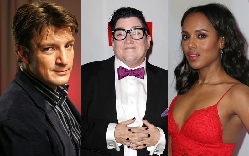 Nathan Fillion, Lea DeLaria and Kerry Washington Nathan Fillion, Lea DeLaria and Kerry Washington